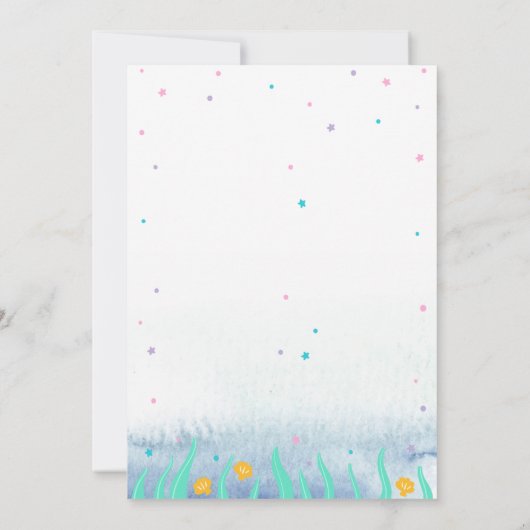 海の下で，マーメイドのシーシェル星の赤ちゃんシャワー 招待状 (裏面)