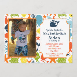 海の下で、写真航海の誕生日 招待状