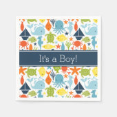 海の下で、海の生き物航海の。 スタンダードカクテルナプキン (正面)