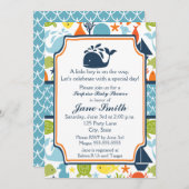 海の下で,海動物の赤ちゃんシャワー 招待状 (正面/裏面)