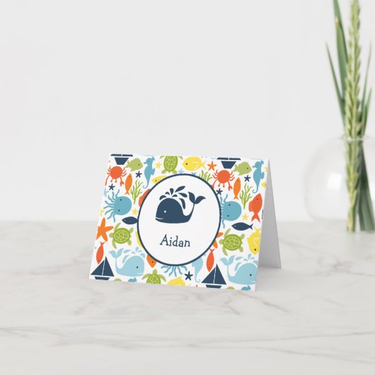 海の下で、誕生日航海のありがとう サンキューカード (正面)