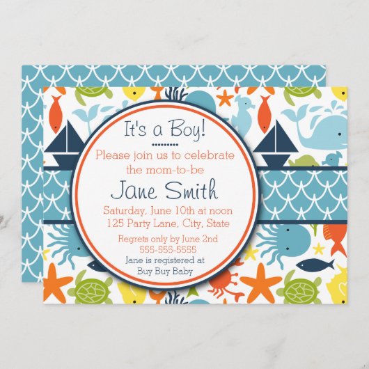 海の下で，赤航海のちゃんシャワー 招待状 (正面/裏面)