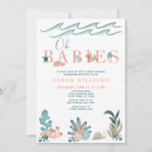 海の下でQRコードマルチプルOhベビーシャワー 招待状 (正面)