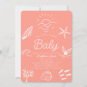 海の下でYou Soon Pink Girl Baby Shower 招待状 (正面)