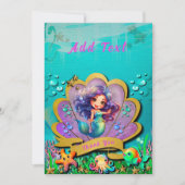 海の下と人魚の誕生日ガールパーティー サンキューカード (正面)
