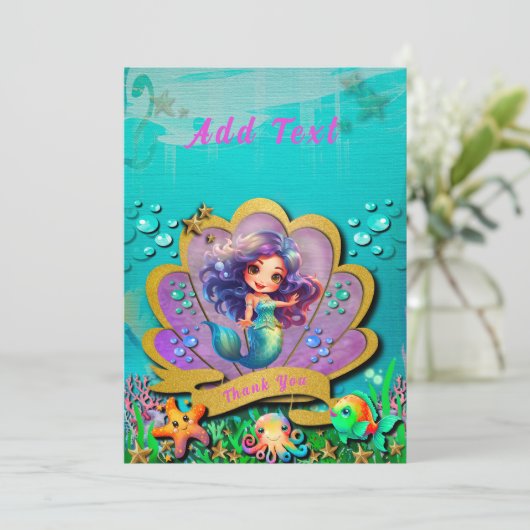 海の下と人魚の誕生日ガールパーティー サンキューカード (スタンド正面)