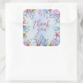 海の下にありがとうステッカー スクエアシール (バッグ)