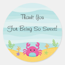 海の下にありがとうステッカー ラウンドシール