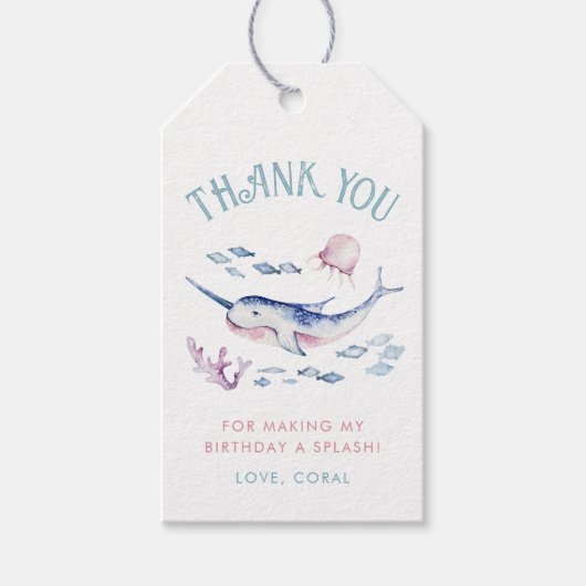 海の下にありがとうラベル ギフトタグ (正面)