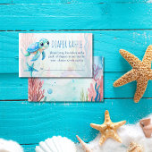 海の下にかわいいウミガメのアクアブルーおむつラッフル エンクロージャーカード