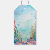 海の下にかわいいウミガメのアクアブルーの好意 ギフトタグ (裏面)