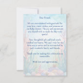 海の下にかわいいウミガメの青い赤ちゃんシャワー サンキューカード (裏面)