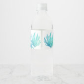 海の下にかわいいウミガメの青い赤ちゃんシャワー ペットボトルラベル (裏面)