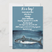 海の下にかわいいサバ航海のー男の赤ちゃん 招待状 (正面)