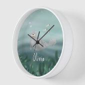 海の下にかわいいブルーの女の子海シールキッズ 壁時計 (傾斜)