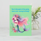 海の下にかわいい人魚の誕生日グリーティングカード カード (スタンド正面)