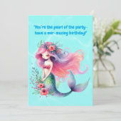 海の下にかわいい人魚の誕生日グリーティングカード カード (スタンド正面)