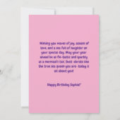 海の下にかわいい人魚の誕生日グリーティングカード カード (裏面)