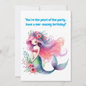 海の下にかわいい人魚の誕生日グリーティングカード カード (正面)