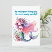 海の下にかわいい人魚の誕生日グリーティングカード カード (スタンド正面)