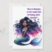 海の下にかわいい人魚の誕生日グリーティングカード カード (正面)