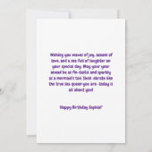 海の下にかわいい人魚の誕生日グリーティングカード カード (裏面)