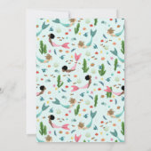 海の下にかわいい女の子マーメイド第6誕生日 招待状 (裏面)