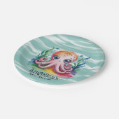 海の下にかわいい小さなタコ ペーパープレート (アングル)