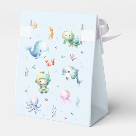 海の下にかわいい赤ちゃんシャワーありがとう フェイバーボックス (裏面サイド)