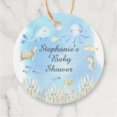 海の下にオ少年の赤ちゃんシャワー好意ギフトラベル フェイバータグ (裏面)