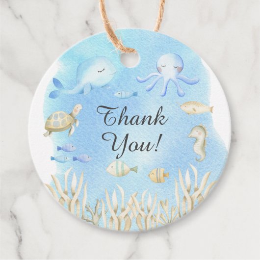 海の下にオ少年の赤ちゃんシャワー好意ギフトラベル フェイバータグ (正面)