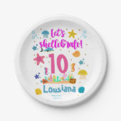 海の下にシェルブー海の海誕生日 ペーパープレート (正面)