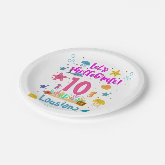 海の下にシェルブー海の海誕生日 ペーパープレート (アングル)