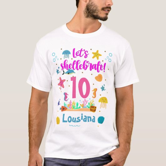 海の下にシェルブー海の海誕生日 Tシャツ (正面)