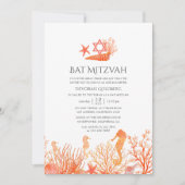 海の下に住むサンゴの水彩画バルミツワー 招待状 (正面)