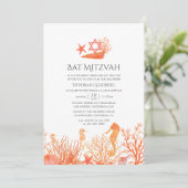 海の下に住むサンゴの水彩画バルミツワー 招待状 (スタンド正面)