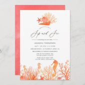 海の下に住むサンゴの水色と見る 招待状 (正面/裏面)