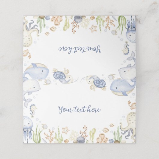 海の下に海動物の少年誕生日食べ物テント プレイスカード (外部開封)