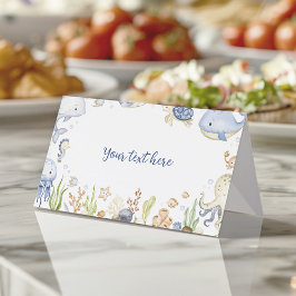 海の下に海動物の少年誕生日食べ物テント プレイスカード