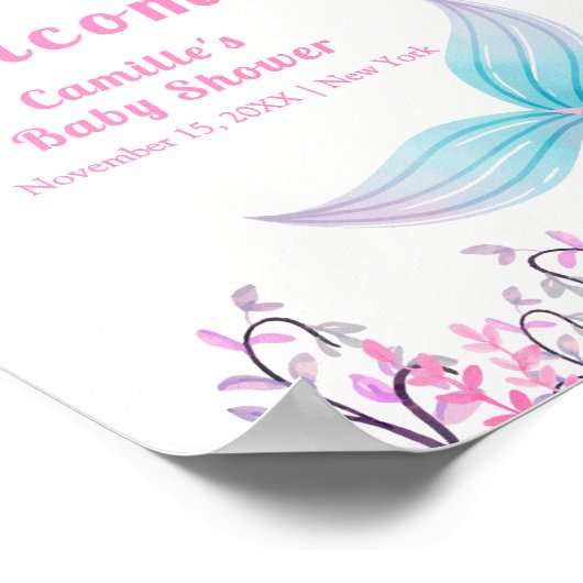 海の下に虹マーメイドテールベイビーシャワーへようこそ ポスター (角)