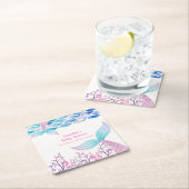 海の下に虹マーメイドテールベイビーシャワー スクエアペーパーコースター (インサイチュ)