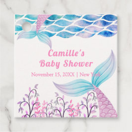 海の下に虹マーメイドテールベイビーシャワー フェイバータグ