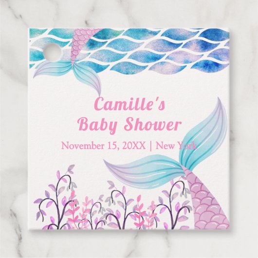 海の下に虹マーメイドテールベイビーシャワー フェイバータグ (正面)