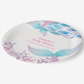 海の下に虹マーメイドテールベイビーシャワー ペーパープレート (アングル)