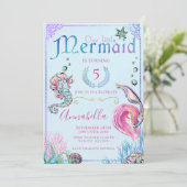 海の下のかわいい人魚の人魚のパーティー 招待状 (スタンド正面)