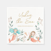 海の下のかわいい人魚 スタンダードカクテルナプキン (正面)