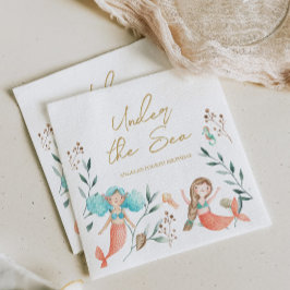 海の下のかわいい人魚 スタンダードカクテルナプキン