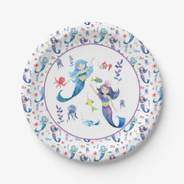 海の下のかわいい人魚 ペーパープレート