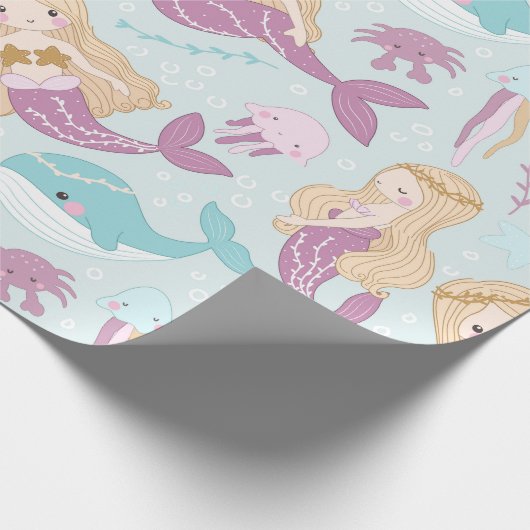 海の下のかわいい人魚 ラッピングペーパー (角)