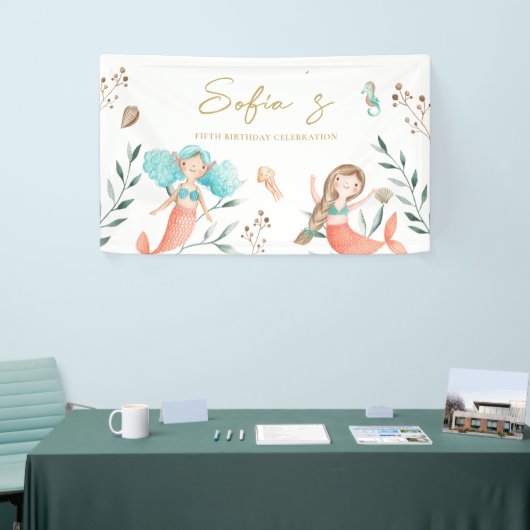 海の下のかわいい人魚 横断幕 (トレードショー)